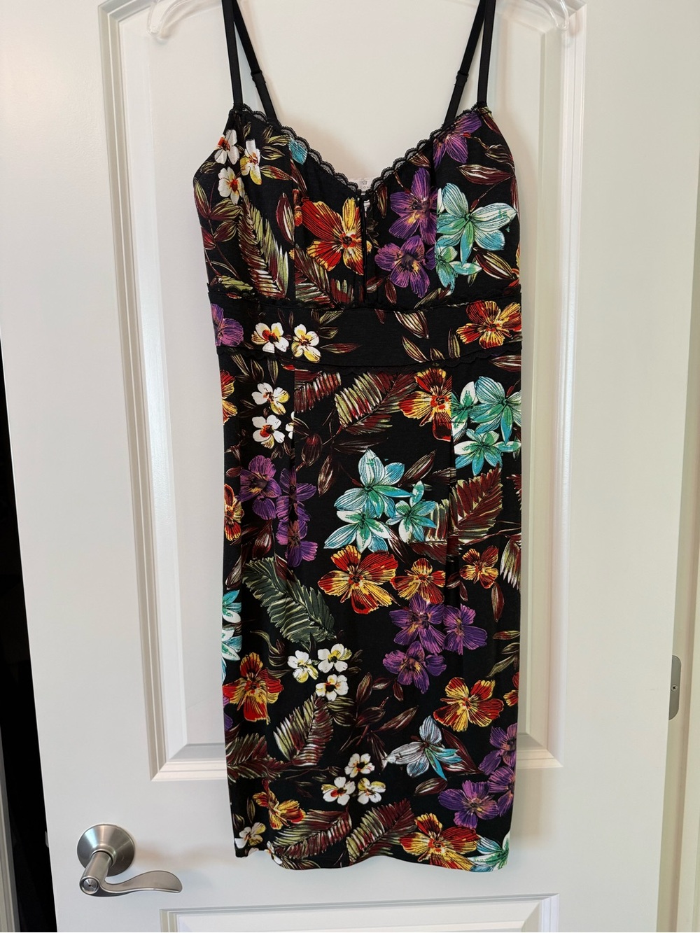 Papillon Blanc Black Midi Dress with Multicolor Floral Print